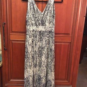 Garnet Hill Navy Reptile Print Maxi Dress 8
